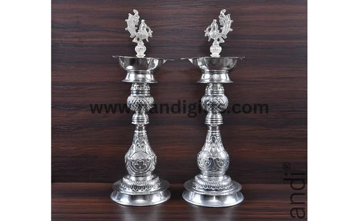 German Silver Diya for Pooja 10 Inch
