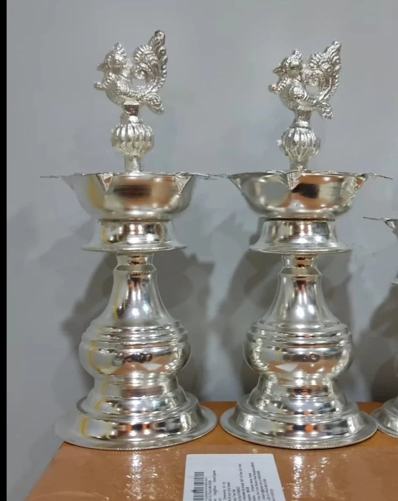 German Silver Diya for Pooja 10 Inch
